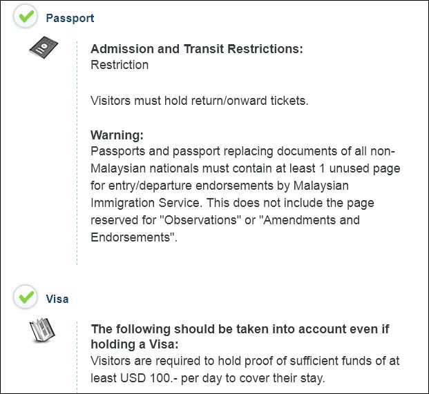 Правила въезда в Малайзию из базы Тиматик (IATA) - инструкция для авиакомпаний