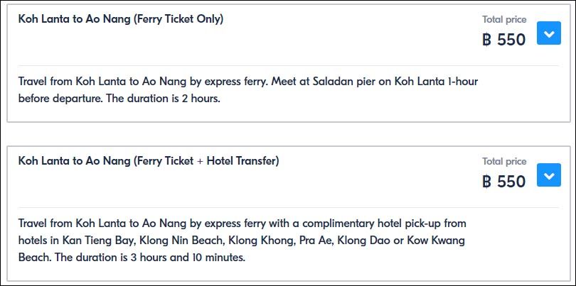 Ferry tickets with and without transfer from the hotel | How to buy ferry tickets from Ko Lanta to Ao Nang and Railay | Travel with AsiaPositive.com