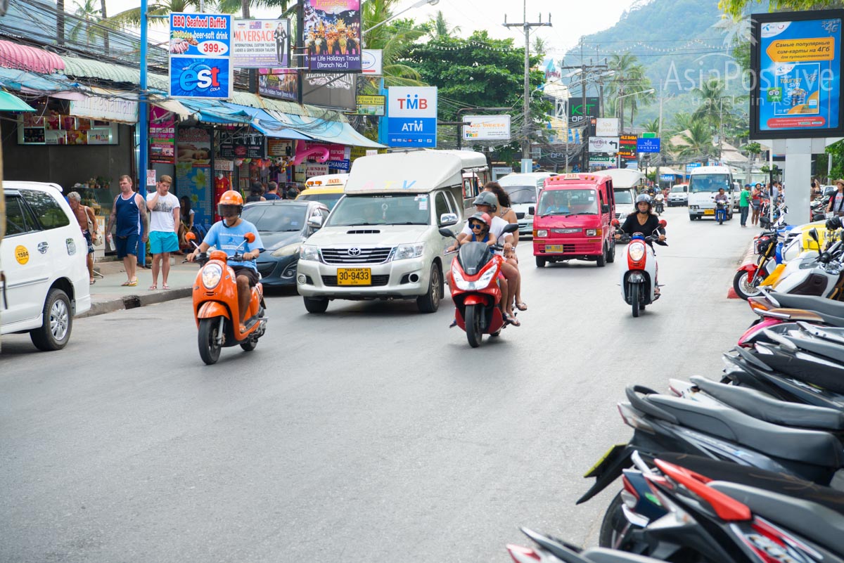 There are many scooters in Phuket and cars drivers usually give them a way | Cars rental in Phuket | Thailand | Travels AsiaPositive.com