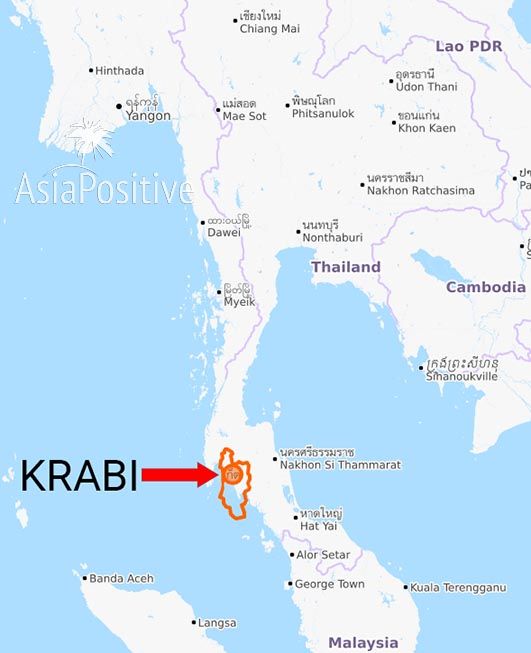 Krabi Province on the map of Thailand | The best places to go in Krabi (Thailand) | Travel and leisure with Asiapositive.com