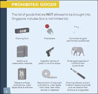 Запрещённые для ввоза в Сингапур товары | Что нельзя ввозить в Сингапур, за что нужно платить таможенную пошлину и акцизный сбор. Таможенные правила Сингапура.