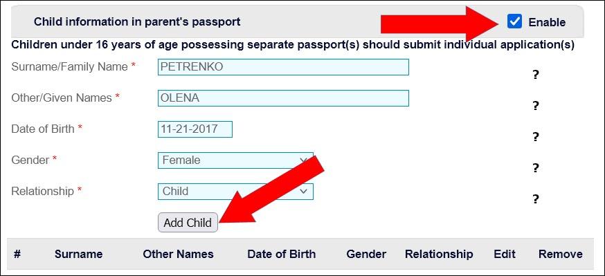 Добавить ребёнка, который внесён в паспорт родителя | Виза на Шри-Ланку онлайн: пошаговая инструкция и образец заполнения | Путешествия AsiaPositive.com