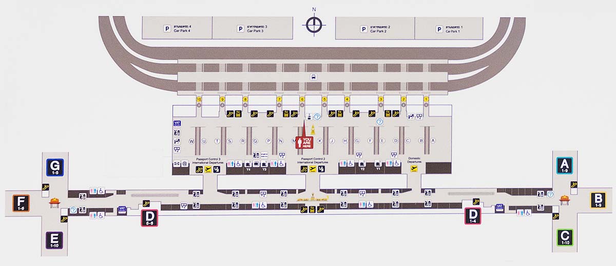 Схема зоны вылета в аэропорту Суварнабхуми (Бангкок) | Таиланд с AsiaPositive.com